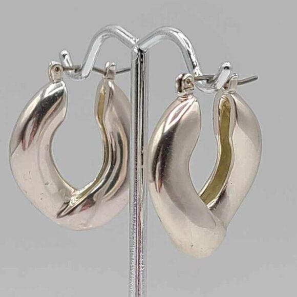 J Crew Silver Tone Hoop Earrings - Picture 1 of 8